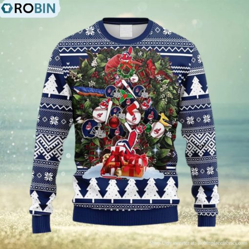 MLB Cleveland Indians Tree Fleece 3D Sweater For Men And Women Gift Ugly Christmas