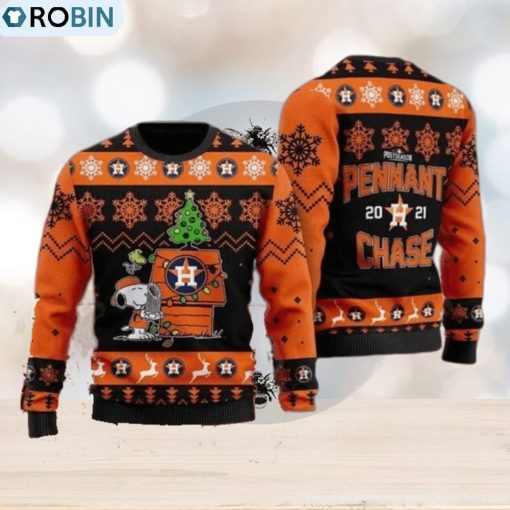 MLB Houston Astros Snoopy Santa 3D Knit Sweater