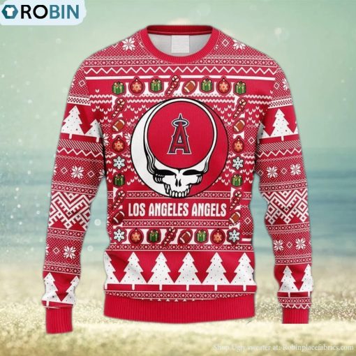 MLB Los Angeles Angels Grateful Dead Fleece 3D Knitted Sweater For Men And Women Gift Ugly Christmas