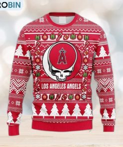 MLB Los Angeles Angels Grateful Dead Fleece 3D Knitted Sweater For Men And Women Gift Ugly Christmas