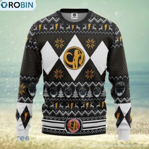 MMPR Black Ranger Ugly Christmas Sweater Gift For Men Women