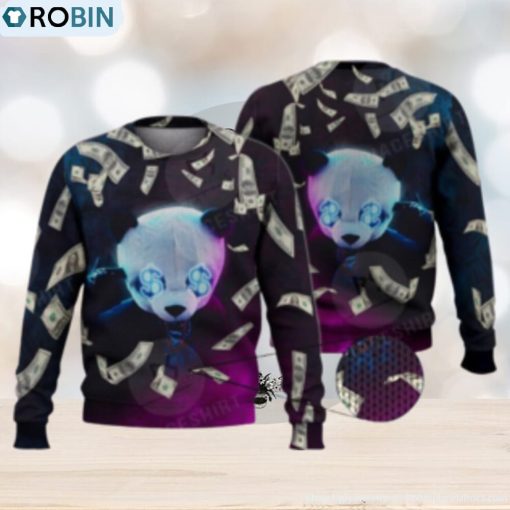 Money Panda Funny Black 3D Full Print Ugly Sweater Christmas Gift Sweater
