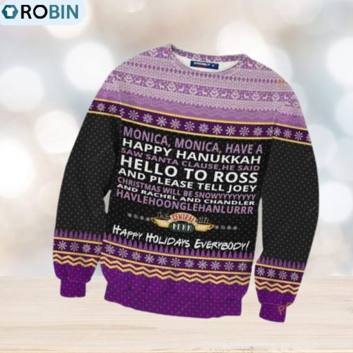 Monica Friends Happy Hanukkah Holidays Ugly Xmas Sweater