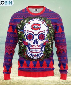 montreal-canadians-skull-flower-ugly-christmas-ugly-sweater-1