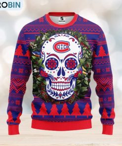 Montreal Canadians Skull Flower Ugly Christmas Ugly Sweater