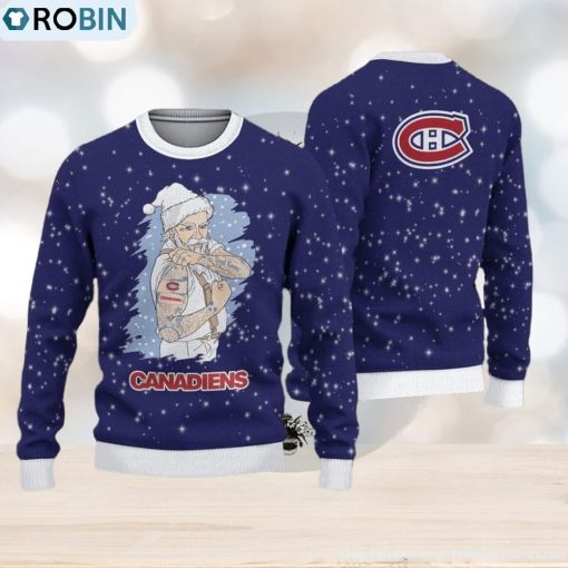 Montreal Canadiens Christmas Santa Claus Tattoo Ugly Sweater For Men Women