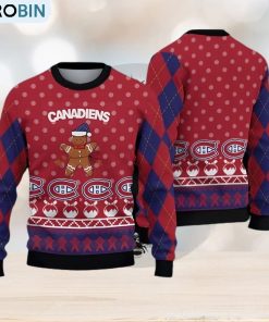 Montreal Canadiens Fans Gingerbread Man Ugly Christmas Sweater Gift