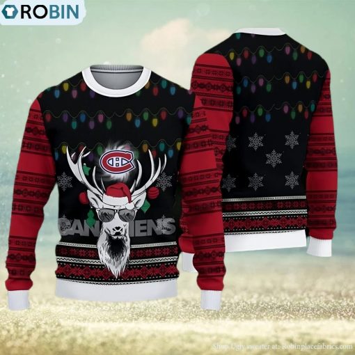 Montreal Canadiens Fans Reindeer Cookies Ugly Christmas Sweater