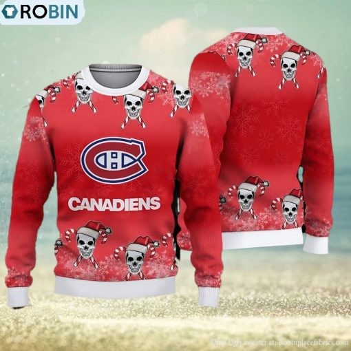 Montreal Canadiens Fans Skull Carols Ugly Christmas Sweater