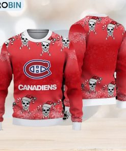 Montreal Canadiens Fans Skull Carols Ugly Christmas Sweater