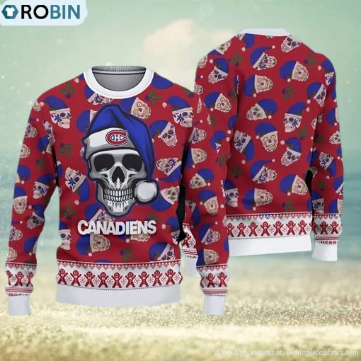 Montreal Canadiens Fans Skull Chimney Knitted Christmas Sweater