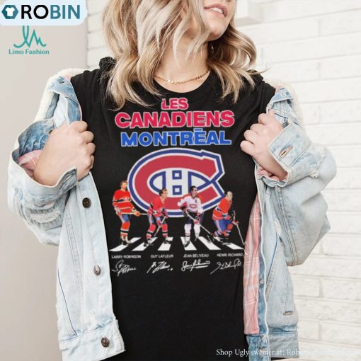 Montreal Canadiens Larry Robinson Guy Lafleur Jean Beliveau And Henri Richard Abbey Road Signatures Shirt