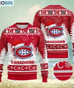Montreal Canadiens Nhl Ice Hockey Christmas Santa Hat AOP Print 3D Ugly Sweater