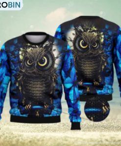 Moon Night Owl For Owl Lovers 3D Full Print Ugly Sweater Christmas Gift Sweater