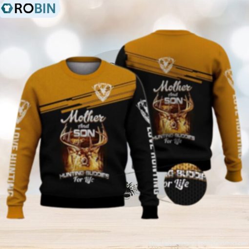 Mother And Son Huntting Buddies For Life Deer 3D Full Print Ugly Sweater Christmas Gift Sweater