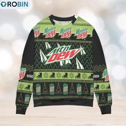 Mountain Dew Pine Tree Snowflake Christmas Ugly Sweater Party