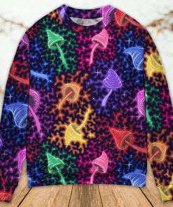Mushroom Galaxy Rainbow Colorful Bright Christmas Ugly Sweater, Sweatshirt