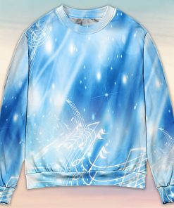 Music Musical Notes on A Dark Blue Christmas Ugly Sweater, Sweatshirt