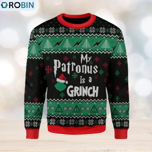 My Patronus Is A Grinch Ugly Christmas Sweater, Xmas Gift Men And Women