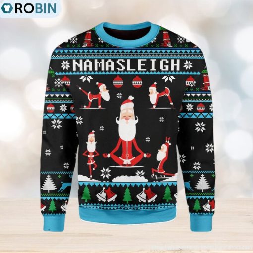 Namasleigh Santa Ugly Christmas Sweater, Xmas Gift Men And Women