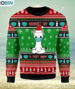 Namaste Stay 6 Feet Away Ugly Christmas Sweater, Xmas Gift Men And Women