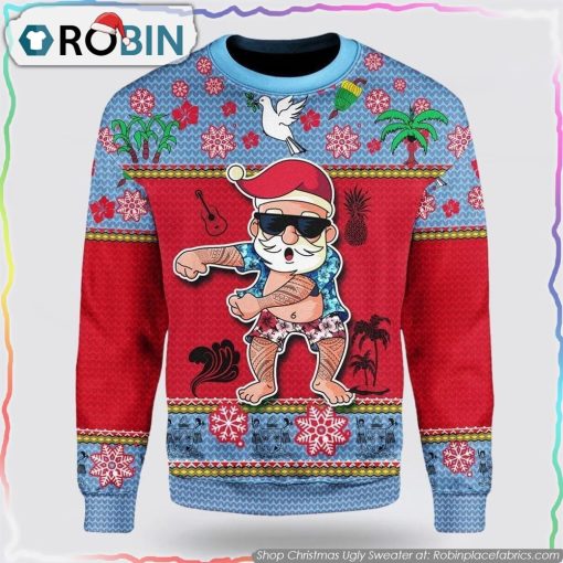 Namishirt Fiji Christmas Sweater Santa Claus Polynesian Tattoo
