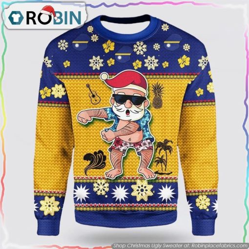 Namishirt Nauru Christmas Sweater Santa Claus Polynesian Tattoo