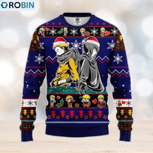 Naruto Sasuke Ugly Christmas Sweater Blue 1 Amazing Gift Men And Women Christmas Gift