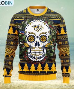 nashville-predators-skull-flower-ugly-christmas-ugly-sweater-1