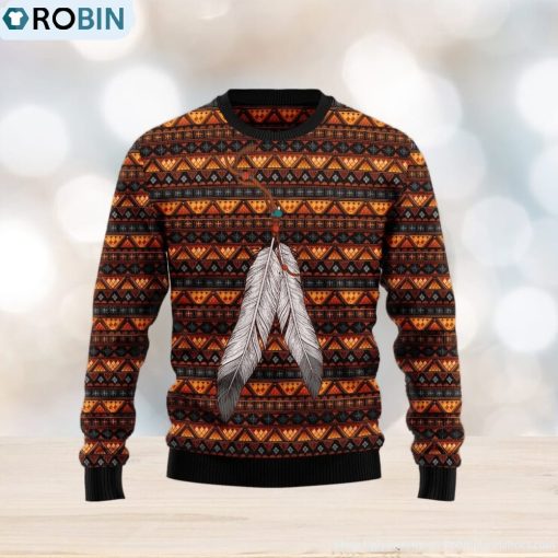 Native Feather Ugly Christmas Sweater Gift Men Women