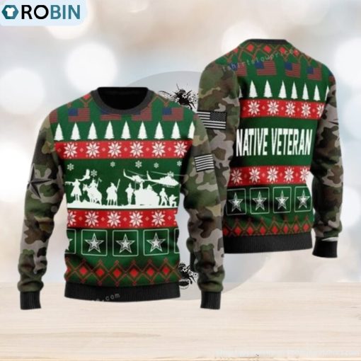 Native Veterian Soldiers Chrismas Ugly Christmas Sweater
