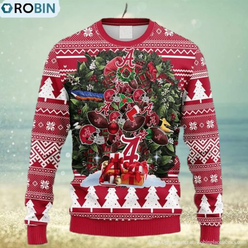 NCAA Christmas Alabama Crimson Tide Tree Ugly Christmas Fleece Sweater For Men Women