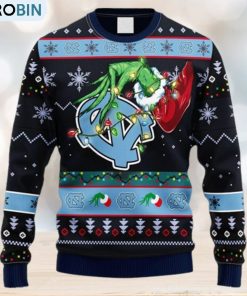 NCAA Christmas North Carolina Tar Heels Grinch Christmas Ugly Sweater For Men Women