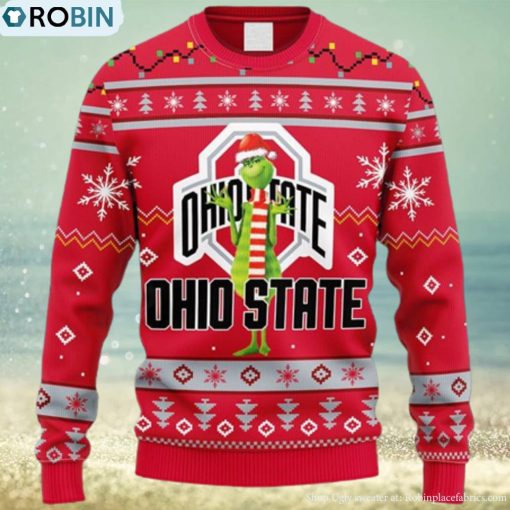 NCAA Christmas Ohio State Buckeyes Funny Grinch Christmas Ugly Sweater For Men Women