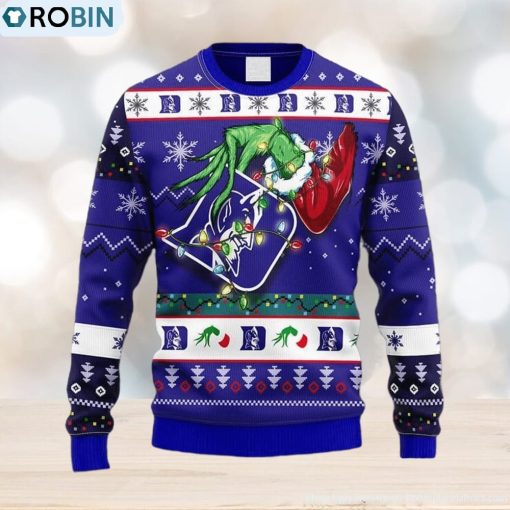 NCAA Duke Blue Devils Grinch Christmas Ugly 3D Sweater For Men And Women