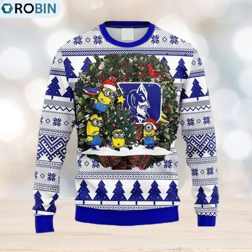 NCAA Duke Blue Devils Minion Christmas Ugly 3D Sweater For Men And Women