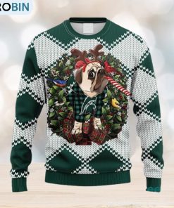 NCAA Michigan State Spartans Pub Dog Christmas Ugly 3D Knitted Sweater For Men And Women Gift Ugly Christmas