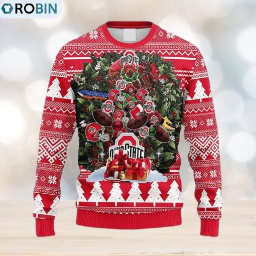 NCAA Ohio State Buckeyes Tree Ball Christmas Ugly 3D Sweater For Men And Women