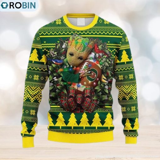 NCAA Oregon Ducks Groot Hug Christmas Ugly 3D Sweater For Men And Women