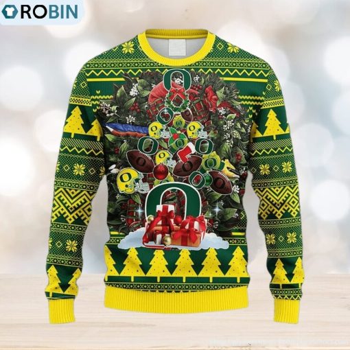 NCAA Oregon Ducks Tree Fleece 3D Sweater For Men And Women Gift Ugly Christmas