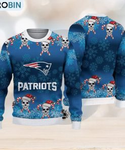 New England Patriots Christmas Skull 3D Bauble Knitted Sweater For Winter