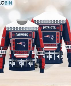 New England Patriots Logo Knitted Ball Snowfalke Pattern Ugly Christmas Sweater