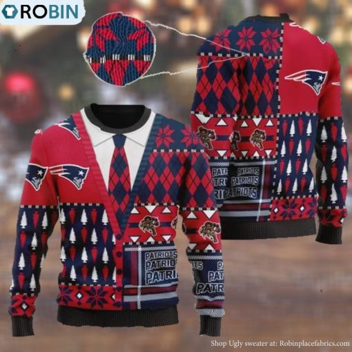 New England Patriots NFL American Football Team Cardigan Style 3D Men And Women Ugly Sweater