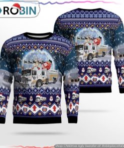 New Hanover County Fire & Rescue 3D Christmas Ugly Sweater Christmas Gifts For Firefighters