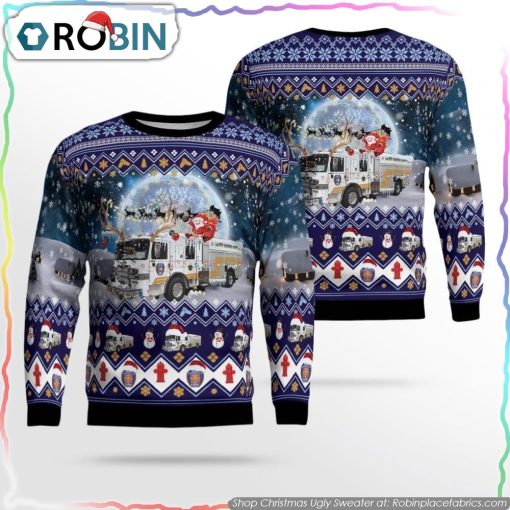 New Hanover County Fire & Rescue 3D Christmas Ugly Sweater Christmas Gifts For Firefighters