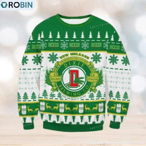 New Orleans Brewery Dixie Beer Logo Christmas Ugly Sweater Party