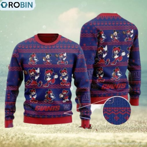 New York Giants Mickey Mouse Postures Style 1 Ugly Christmas Sweater