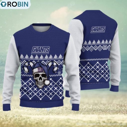 New York Giants Ugly Christmas Skull Xmas Sweater Weave Gift Mens Women