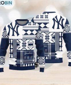 New York Yankees Teams Snowflakes Pattern Knitted Sweater For Christmas New York Yankees Teams Snowflakes Pattern Knitted Sweater For Christmas