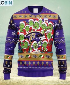 NFL Baltimore Ravens 12 Grinch Xmas Day Christmas Ugly 3D Sweater For Men And Women
